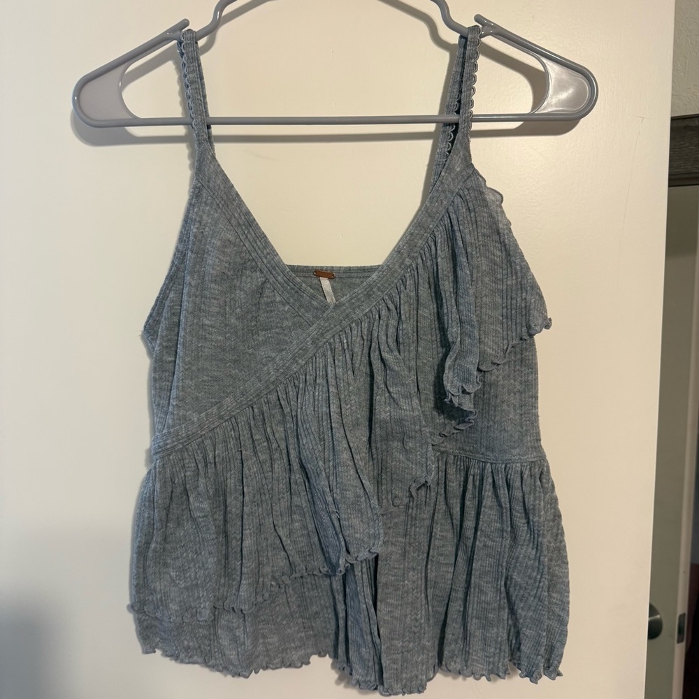 Free People Gray Ruffled Camisole